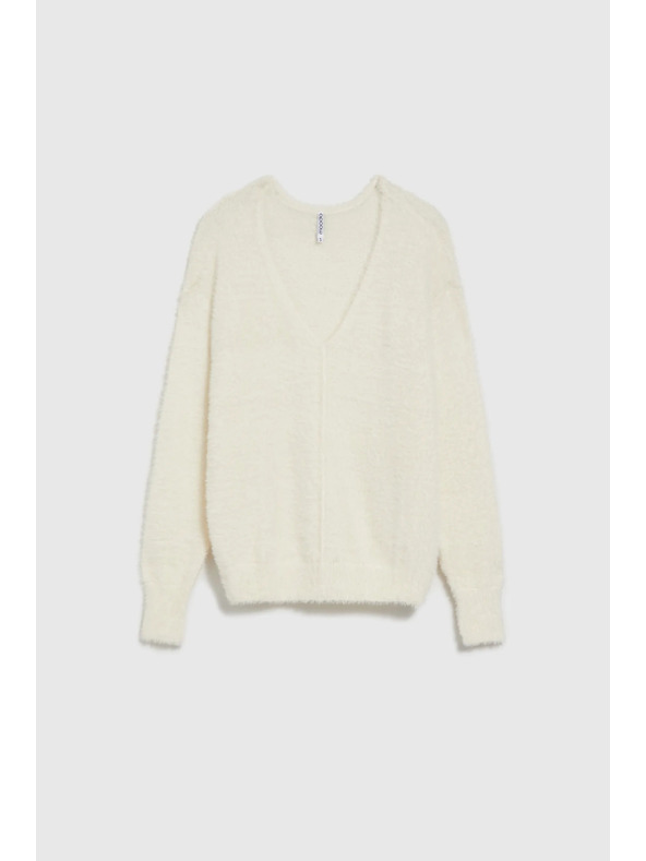 Moodo Bijeli džemper s V-izrezom
