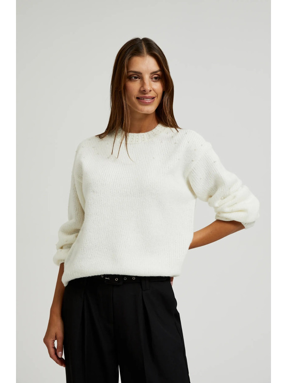 Moodo Bijeli džemper s balonastim rukavima