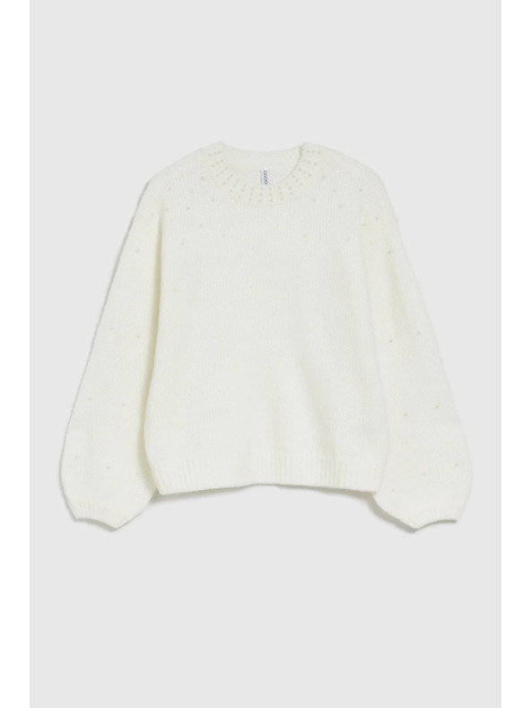 Moodo Bijeli džemper s balonastim rukavima