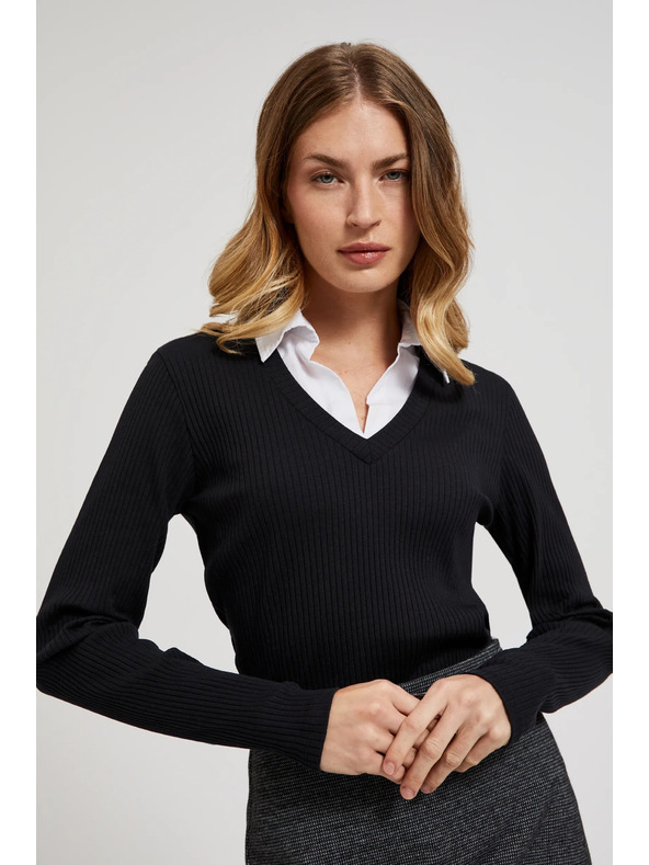 Moodo Crni ženski top s dugim rukavima