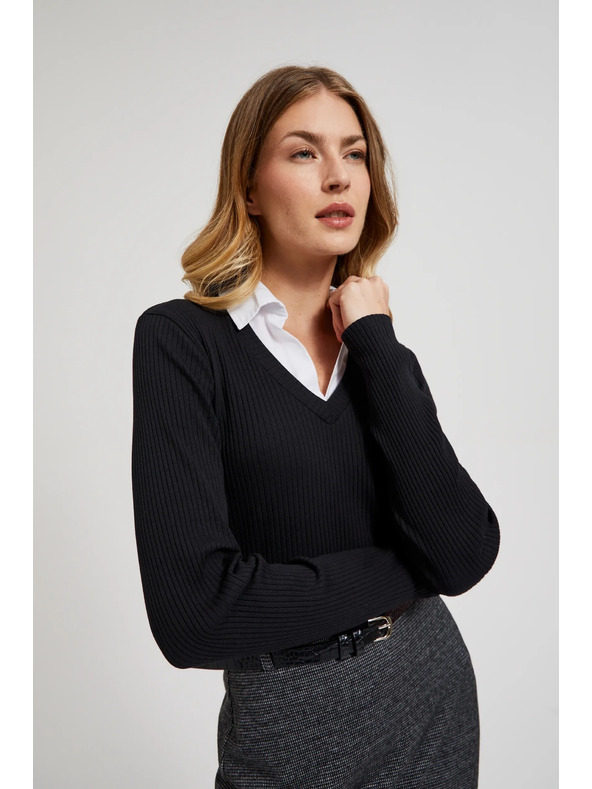 Moodo Crni ženski top s dugim rukavima