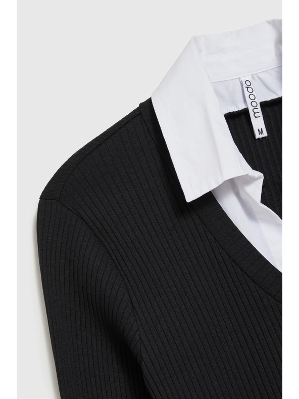 Moodo Crni ženski top s dugim rukavima