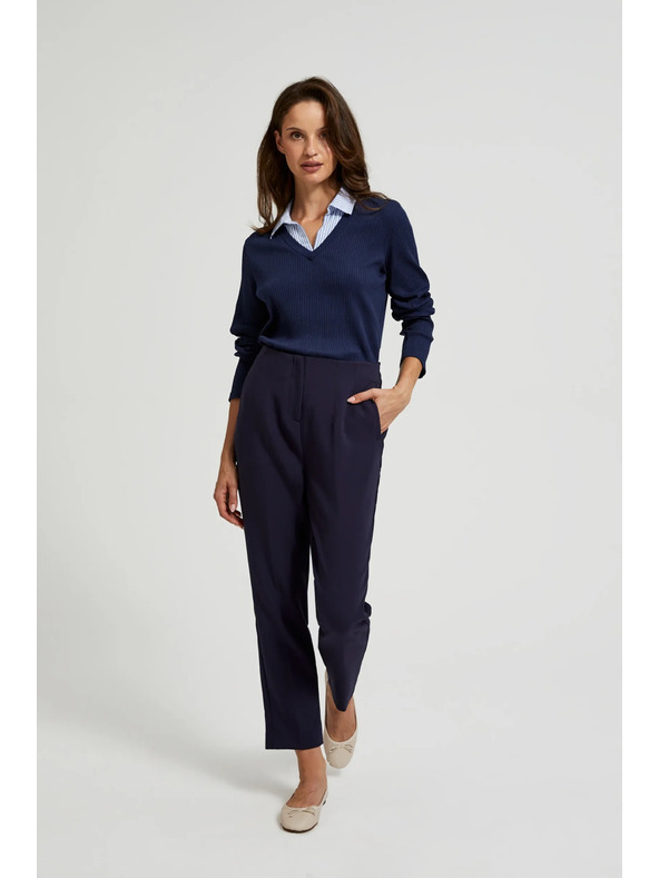 Moodo Tamno plavi džemper s košuljastim ovratnikom