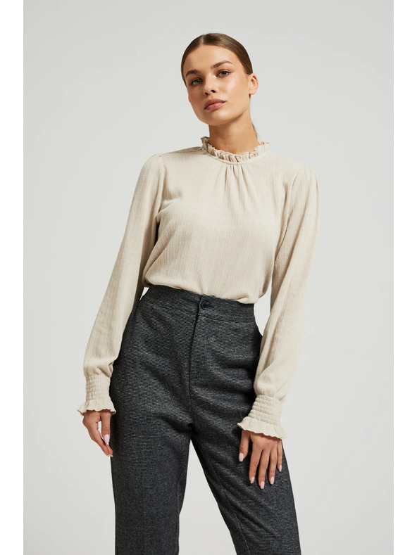 Moodo Bež ženski top s dugim rukavima