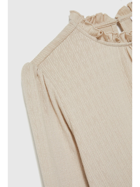 Moodo Bež ženski top s dugim rukavima