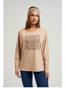 Moodo Svijetlo smeđi ženski top s dugim rukavima
