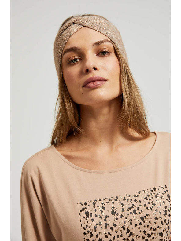 Moodo Svijetlo smeđi ženski top s dugim rukavima