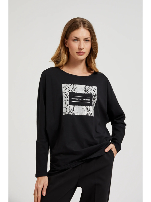 Moodo Crni ženski top s dugim rukavima