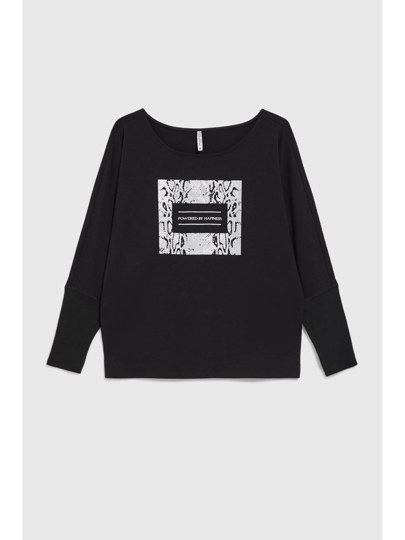 Moodo Crni ženski top s dugim rukavima