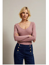 Moodo Puder ružičasti ženski top s dugim rukavima