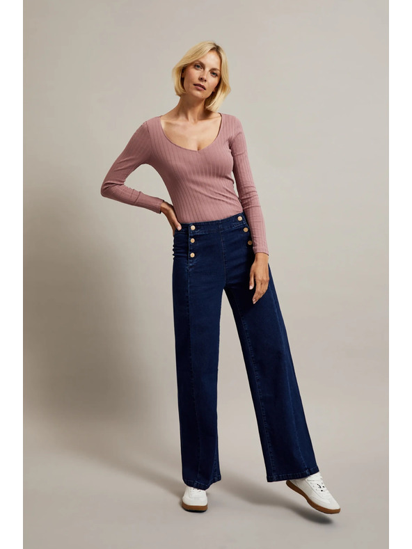 Moodo Puder ružičasti ženski top s dugim rukavima