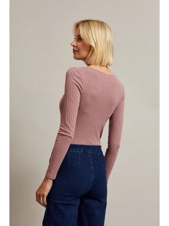 Moodo Puder ružičasti ženski top s dugim rukavima