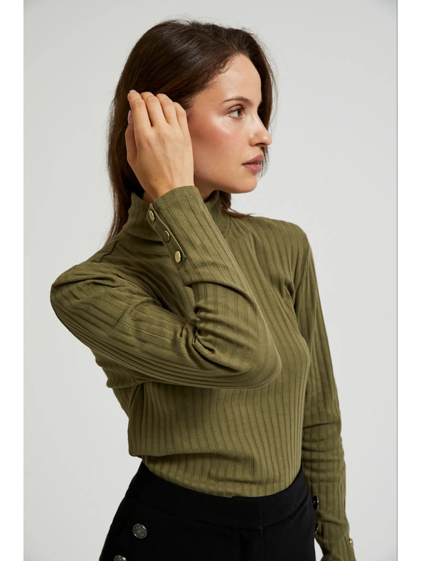 Moodo Svijetlo maslinasti ženski top s dugim rukavima