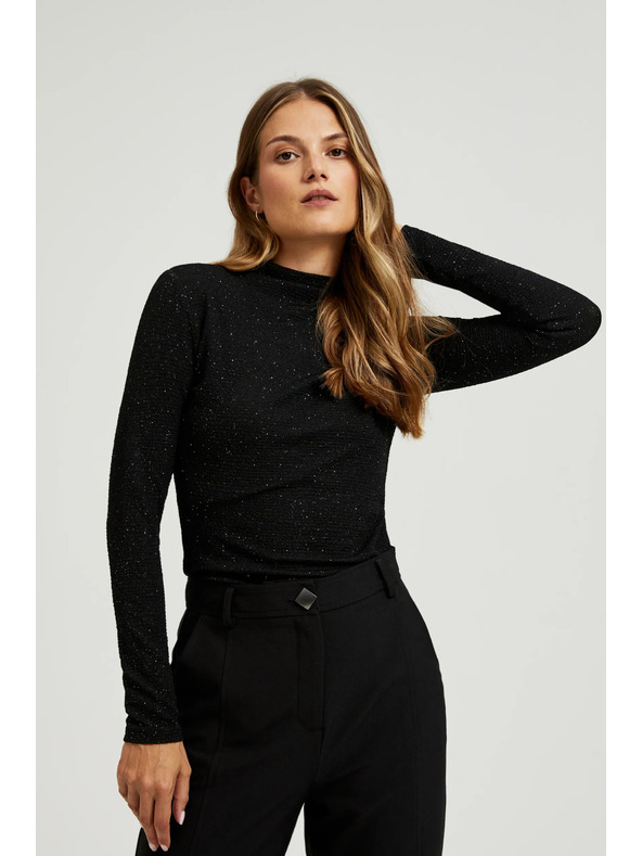 Moodo Crni ženski top s dugim rukavima