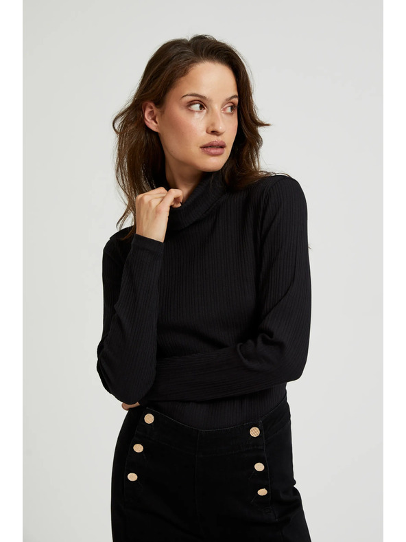 Moodo Crni ženski top s dugim rukavima