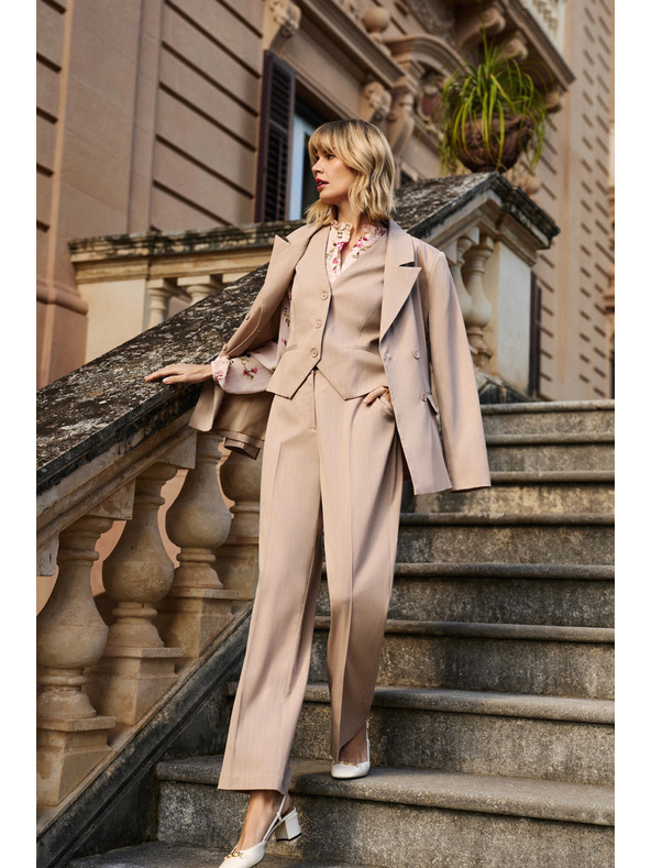 Moodo Bež ženske svečane hlače Moodo