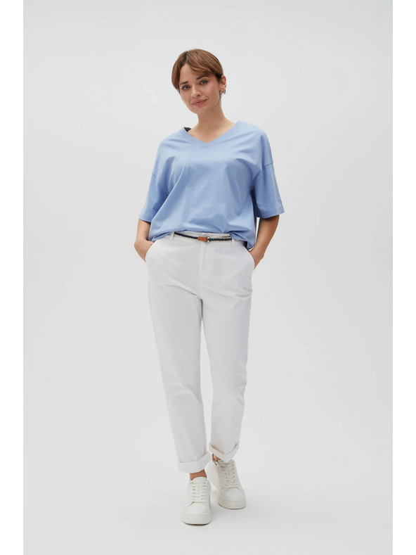 Moodo Bijele ženske hlače s pojasom Moodo