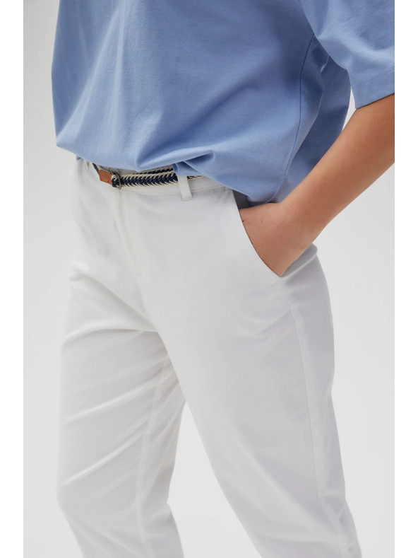 Moodo Bijele ženske hlače s pojasom Moodo
