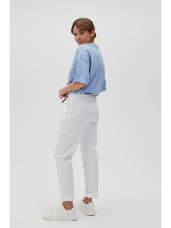 Moodo Bijele ženske hlače s pojasom Moodo