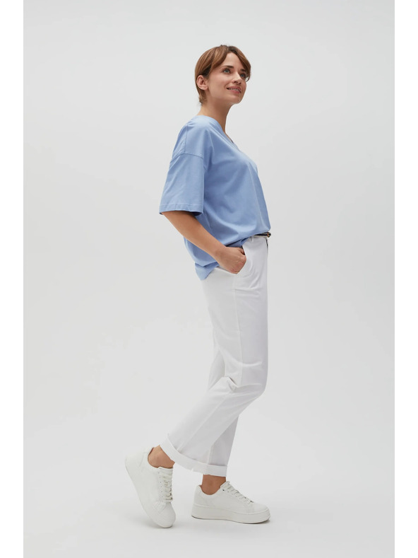 Moodo Bijele ženske hlače s pojasom Moodo