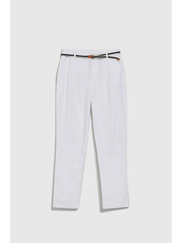 Moodo Bijele ženske hlače s pojasom Moodo
