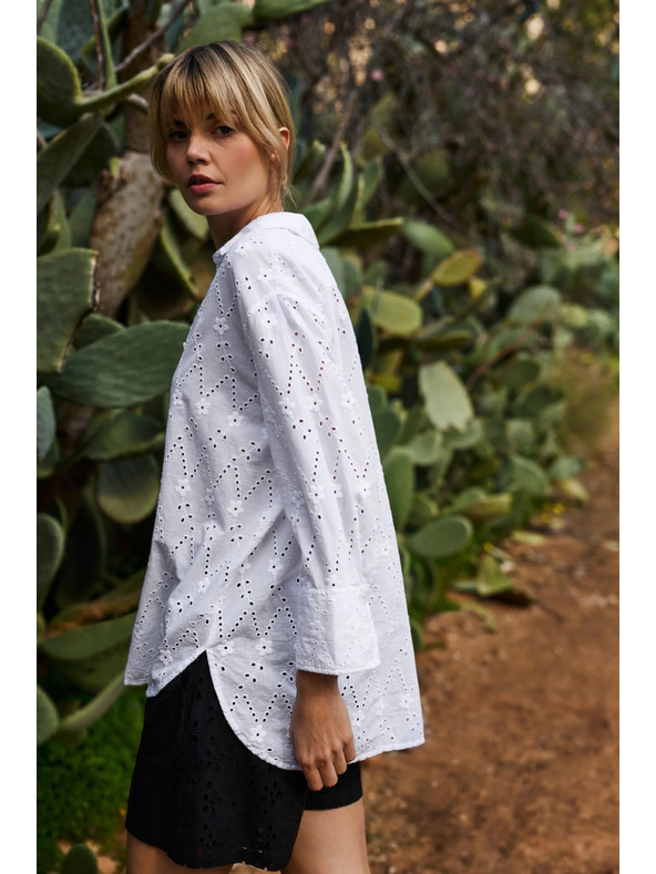 Moodo Bijela ženska madeira košulja Moodo