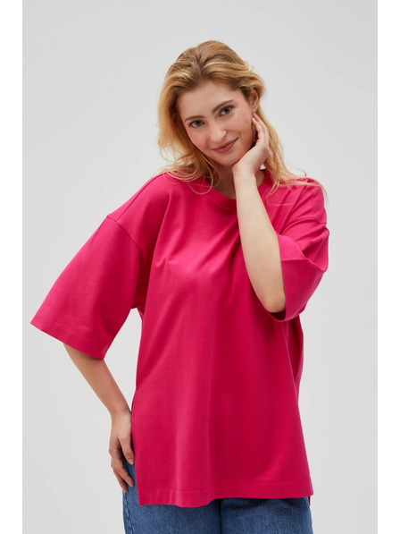 Moodo Fuksija ženski hoodie s prorezima Moodo