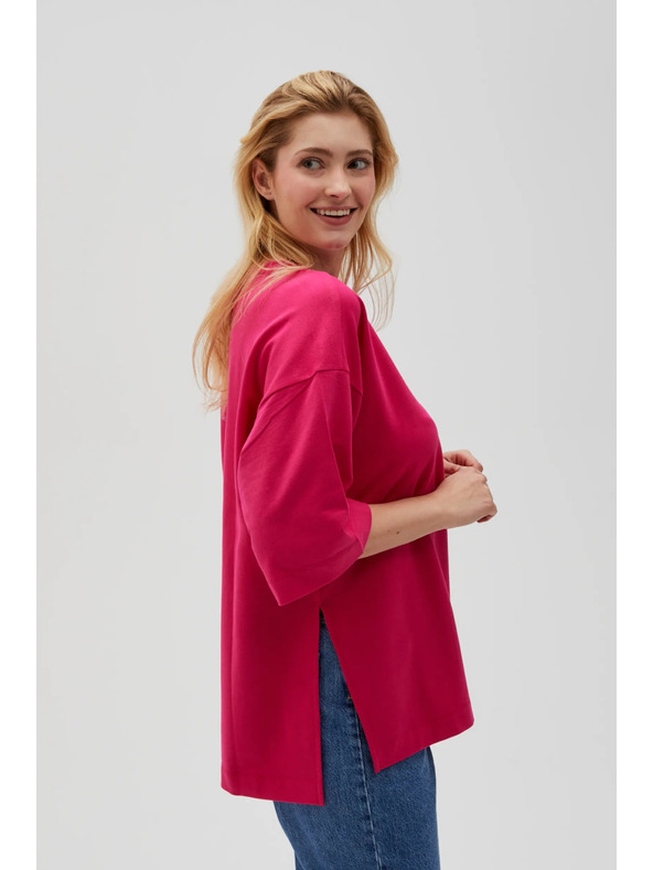 Moodo Fuksija ženski hoodie s prorezima Moodo