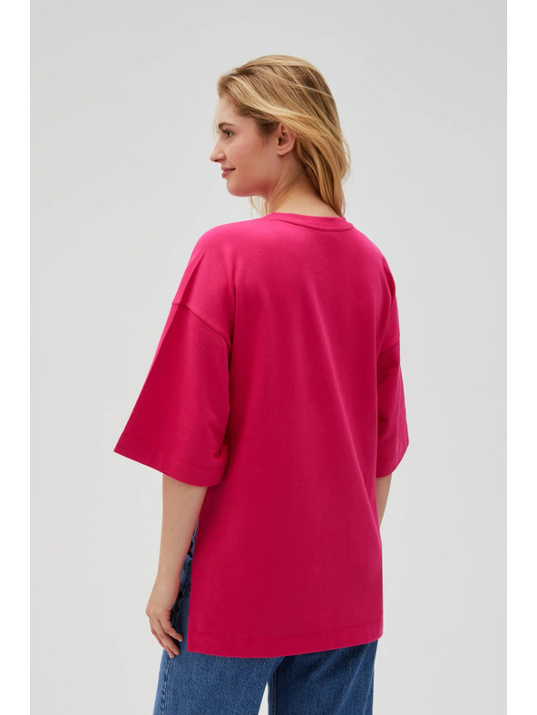 Moodo Fuksija ženski hoodie s prorezima Moodo