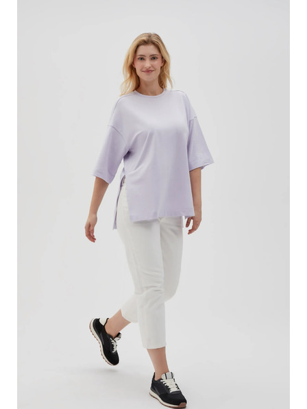 Moodo Lila ženski hoodie s prorezima Moodo