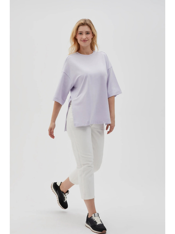 Moodo Lila ženski hoodie s prorezima Moodo