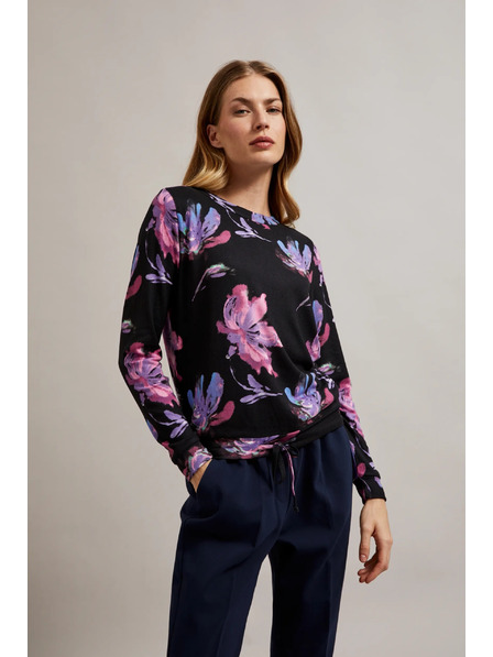 Moodo Ljubičasto-crni cvjetni džemper