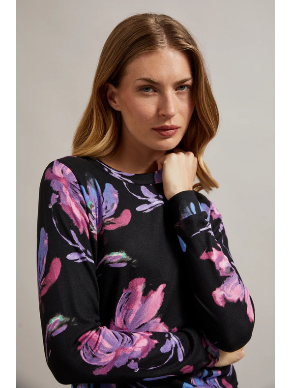 Moodo Ljubičasto-crni cvjetni džemper