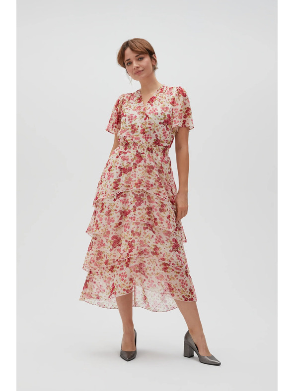 Moodo Bijelo-crvene cvjetne ženske haljine Moodo
