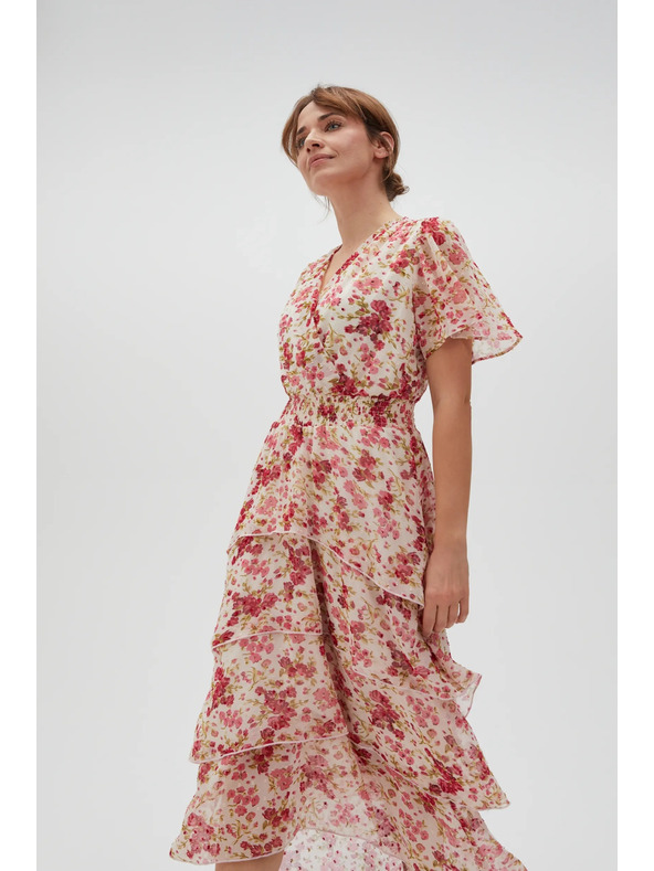 Moodo Bijelo-crvene cvjetne ženske haljine Moodo