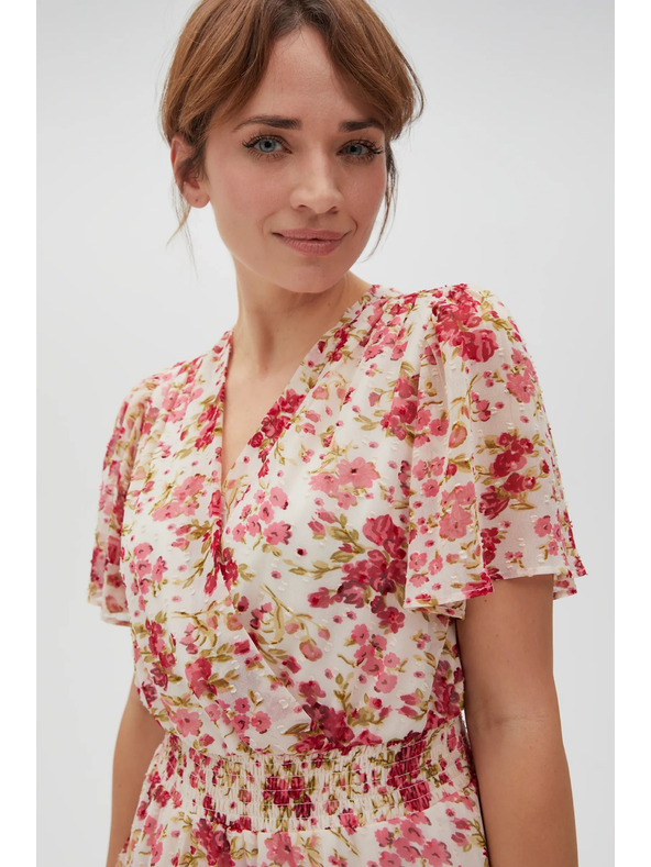 Moodo Bijelo-crvene cvjetne ženske haljine Moodo