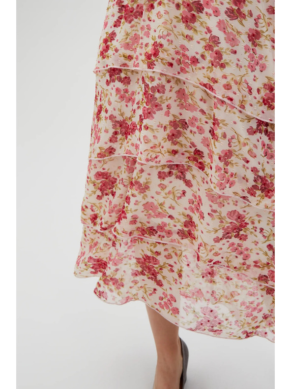 Moodo Bijelo-crvene cvjetne ženske haljine Moodo