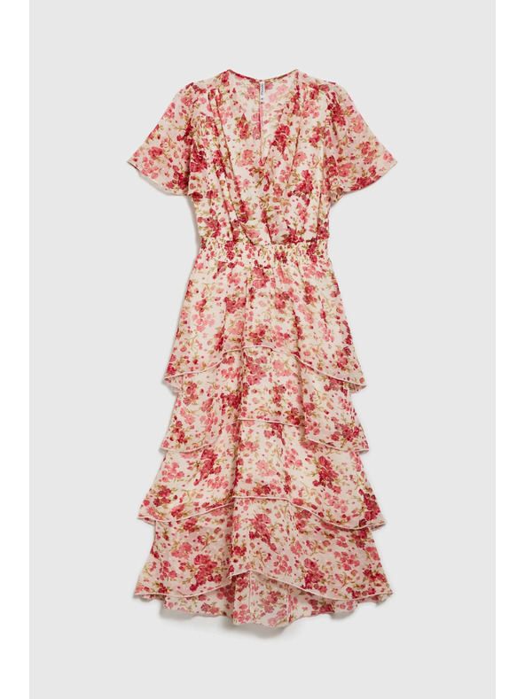 Moodo Bijelo-crvene cvjetne ženske haljine Moodo