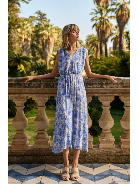 Moodo Uzorane plave ženske haljine Moodo