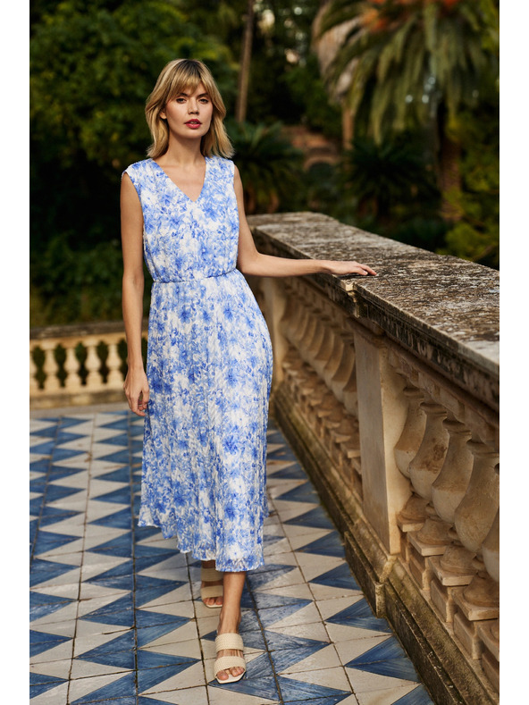 Moodo Uzorane plave ženske haljine Moodo