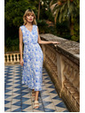 Moodo Uzorane plave ženske haljine Moodo