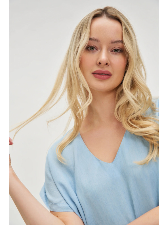 Moodo Svijetloplava midi haljina s volanima Moodo