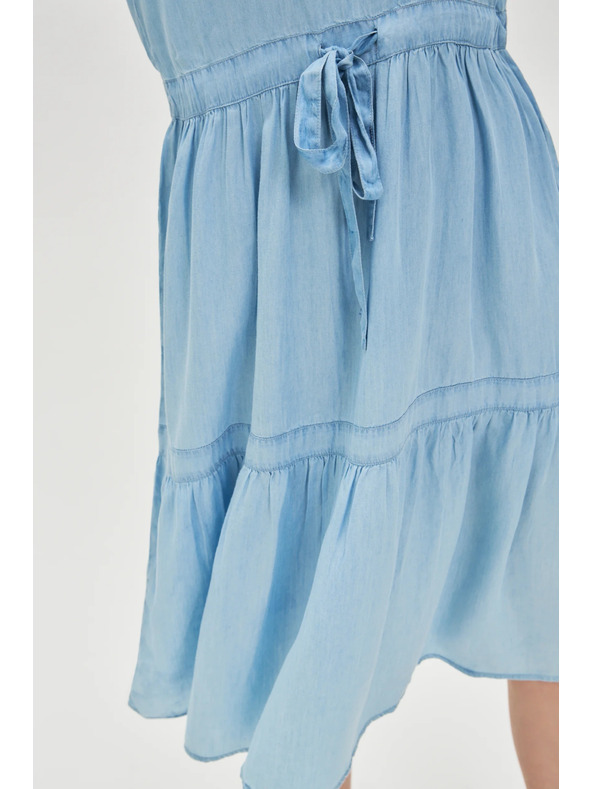 Moodo Svijetloplava midi haljina s volanima Moodo