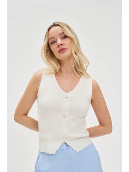 Moodo Bijeli ženski top s gumbima Moodo