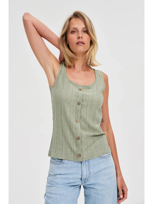 Moodo Maslinasti uzorak top s gumbima