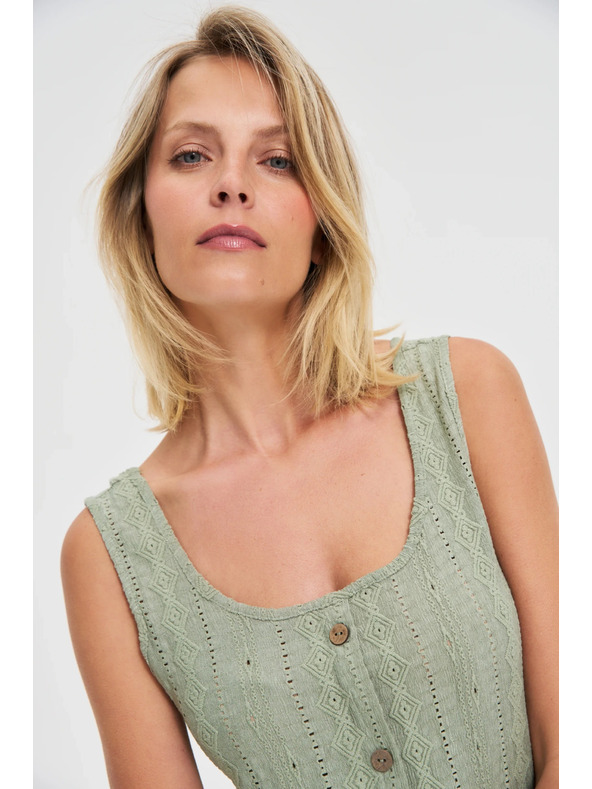 Moodo Maslinasti uzorak top s gumbima