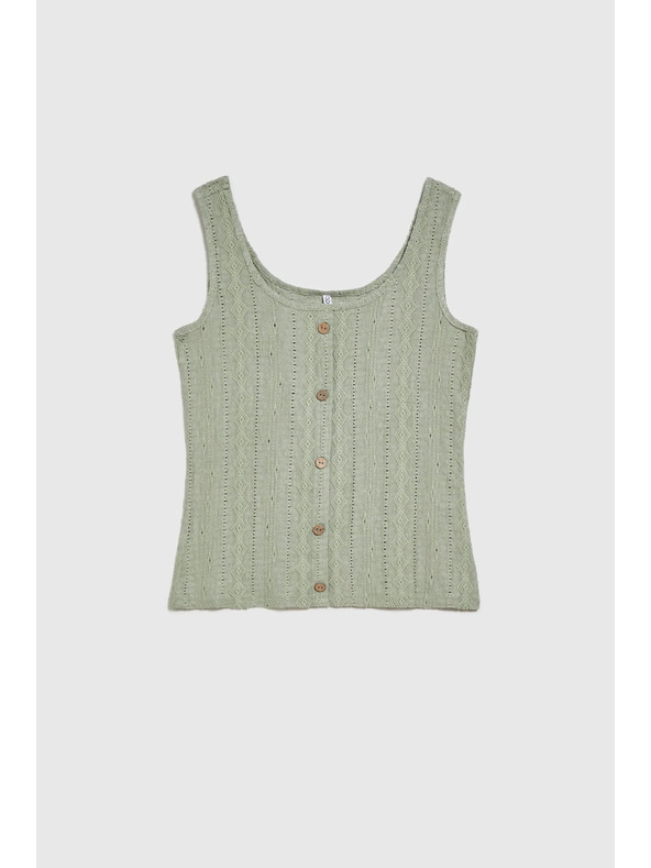 Moodo Maslinasti uzorak top s gumbima