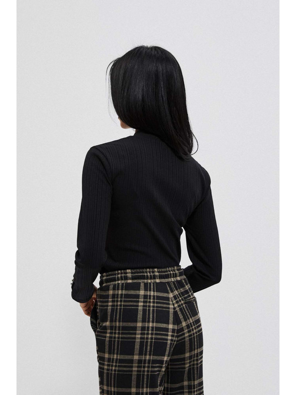 Moodo Crna rebrasta majica dugih rukava