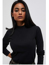 Moodo Crna rebrasta majica dugih rukava