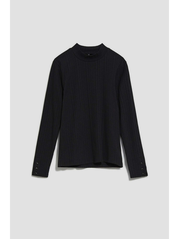 Moodo Crna rebrasta majica dugih rukava